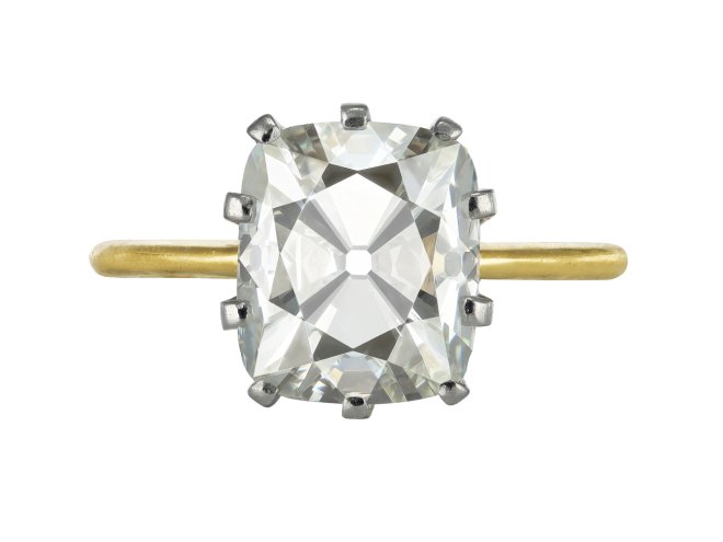 4.01 carat old mine diamond solitaire ring.