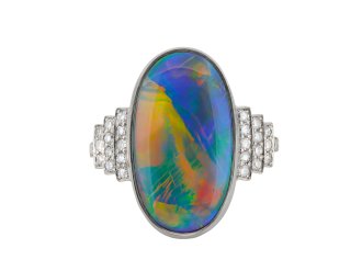 Art Deco black opal and diamond ring, circa 1920 hatton garden