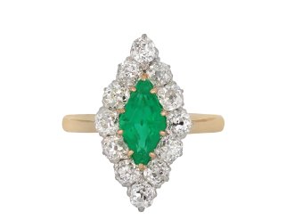 Colombian emerald and diamond cluster ring hatton garden