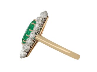 Colombian emerald and diamond cluster ring hatton garden