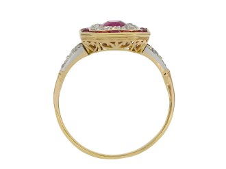 Burmese ruby and diamond cluster ring, circa 1915. hatton garden