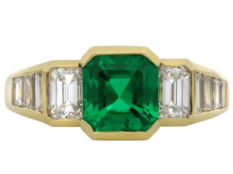 Colombian Emerald and Diamond Ring, Circa 1970.