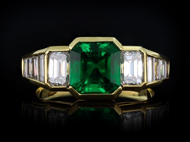 Colombian Emerald and Diamond Ring, Circa 1970 hatton garden