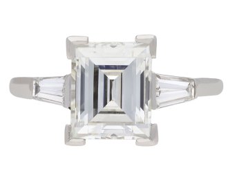 Kutchinsky rectangular step cut diamond ring, circa 1975. 
