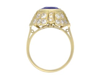 Ceylon sapphire and diamond cluster ring, 1940. Hatton garden