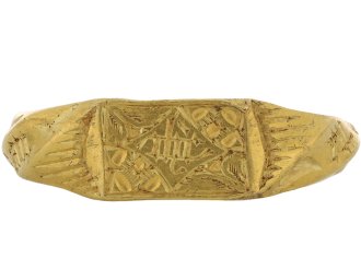 Late Medieval iconographic ring, circa 15th century.