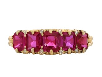 Burmese ruby five stone ring, circa 1900 hatton garden