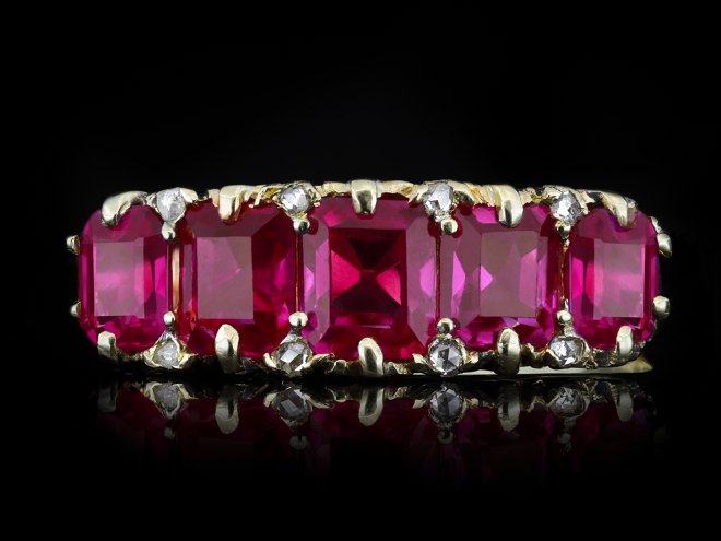 Burmese ruby five stone ring, circa 1900 hatton garden