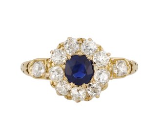 Edwardian sapphire and diamond coronet cluster ring hatton garden