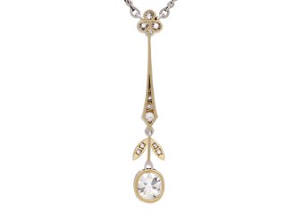 Old mine diamond drop pendant, circa 1915. Hatton Garden