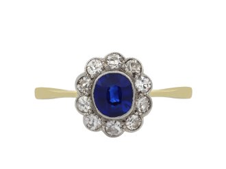 Edwardian Sapphire and Diamond Coronet Cluster Ring, Circa 1910.