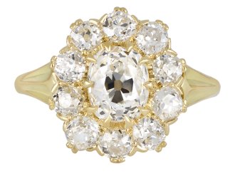 Victorian diamond coronet cluster ring, English, circa 1890.