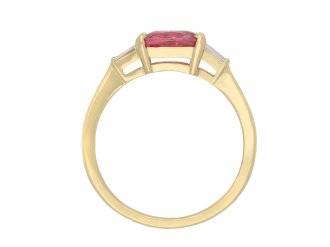 Padparadscha sapphire diamond flanked solitaire ring hatton Garden