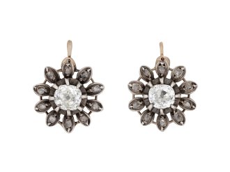 Victorian diamond flower earrings, French hatton garden