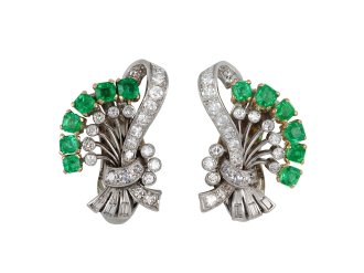 Vintage emerald and diamond earrings, circa 1950 hatton garden