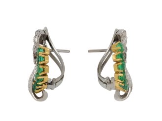 Vintage emerald and diamond earrings, circa 1950 hatton garden