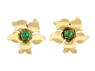 Victorian cabochon emerald earrings, circa 1900 hatton garden