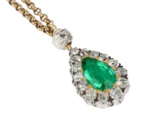 Colombian emerald and diamond pendant, circa 1880 hatton garden
