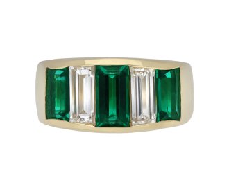 Colombian emerald and diamond ring, circa 1970. Hatton Garden