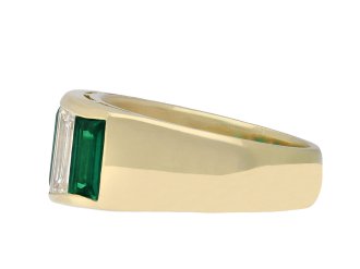 Colombian emerald and diamond ring, circa 1970. Hatton Garden