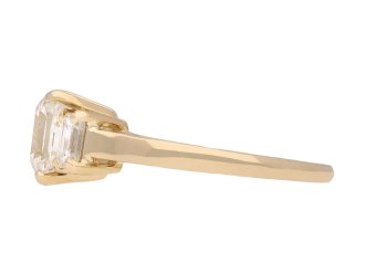 Vintage diamond flank solitaire ring, circa 1970. Hatton Garden