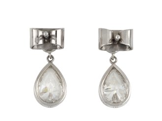 Drop shape old cut diamond earrings, circa 1925 Hatton Garden