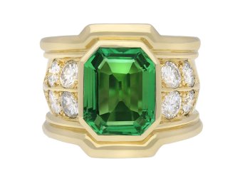 Colombian emerald and diamond ring, circa 1970. Hatton Garden