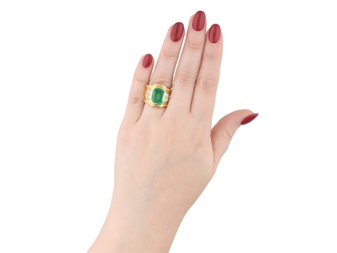 Colombian emerald and diamond ring, circa 1970 hatton garden