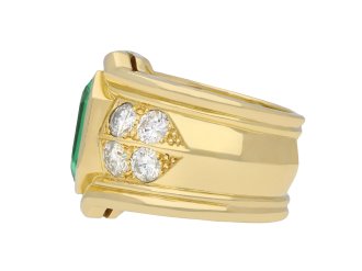 Colombian emerald and diamond ring, circa 1970. Hatton Garden