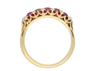 Victorian ruby and diamond two row ring, circa 1890. Hatton Garden