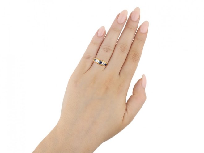 Victorian sapphire and diamond five stone ring hatton garden
