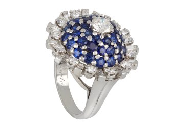 Gubelin sapphire and diamond bombé cocktail ring hatton garden