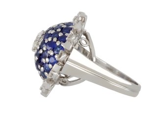 Gubelin sapphire and diamond bombé cocktail ring hatton garden