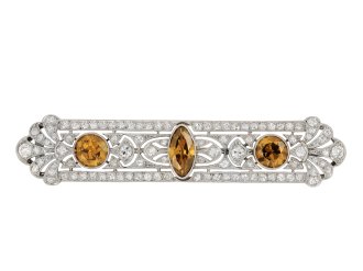 Art Deco fancy colour diamond brooch, circa 1930 hatton garden