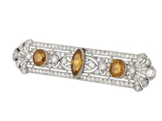 Art Deco fancy colour diamond brooch, circa 1930 hatton garden