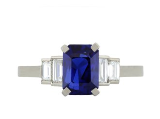 Royal Blue Burmese sapphire and diamond ring hatton garden