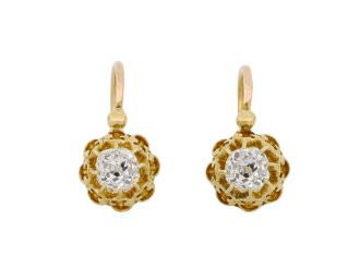 Belle Époque diamond earrings, French, circa 1890 hatton garden