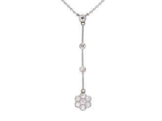 Edwardian diamond cluster pendant, circa 1915. Hatton Garden