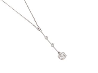 Edwardian diamond cluster pendant, circa 1915. Hatton Garden