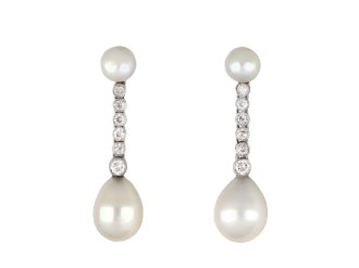 Natural pearl and diamond earrings, circa 1920 hatton garden