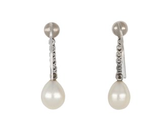 Natural pearl and diamond earrings, circa 1920 hatton garden