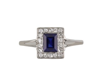 Sapphire and Diamond cluster ring, circa 1920.