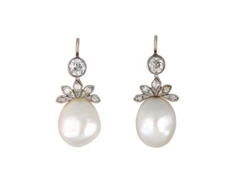 Natural pearl and diamond earrings, circa 1910 hatton garden