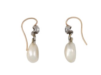 Natural pearl and diamond earrings, circa 1910 hatton garden