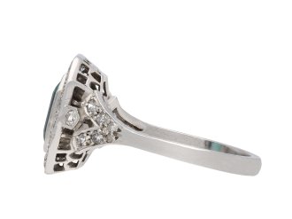 Colombian emerald and diamond coronet cluster ring, circa 1920. Hatton Garden
