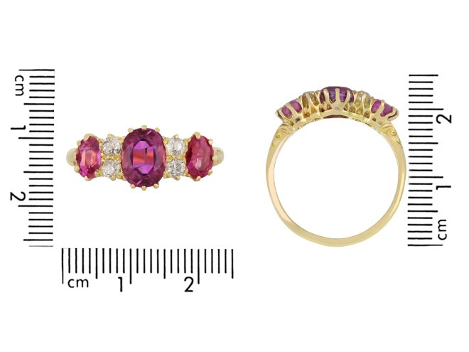 Burmese ruby diamond seven stone ring, circa 1880 hatton garden