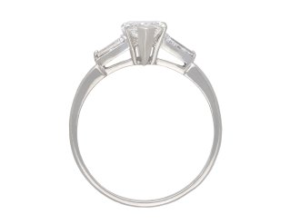 Marquise diamond flanked solitaire ring, circa 1950. Hatton Garden