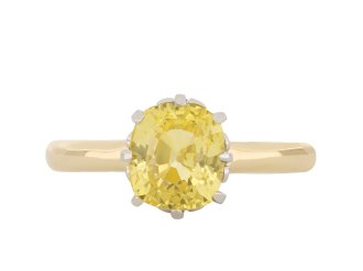 Yellow Ceylon sapphire solitaire ring, circa 1910 hatton garden