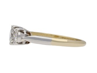 Diamond three stone ring, circa 1950. Hatton Garden