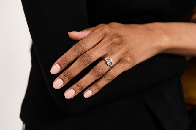 Golconda type IIa diamond flanked solitaire ring hatton garden